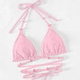 thumbnail image 7 of WREESH Womens Bikini Set with Sarong Bathing Suit Beach Cover Up Wrap Skirt Three-Piece Suit Bandage Solid Bikini Push-Up Padded Swimsuit Beachwear Set Pink, 7 of 7