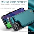 thumbnail image 4 of for iPhone 15 Plus Premium PU Leather Back Case, Multiple Card Slots Design, Double Magnetic Clasp Study Kickstand RFID Blocking Classic Phone Cover for iPhone 15 Plus, Blue, 4 of 9