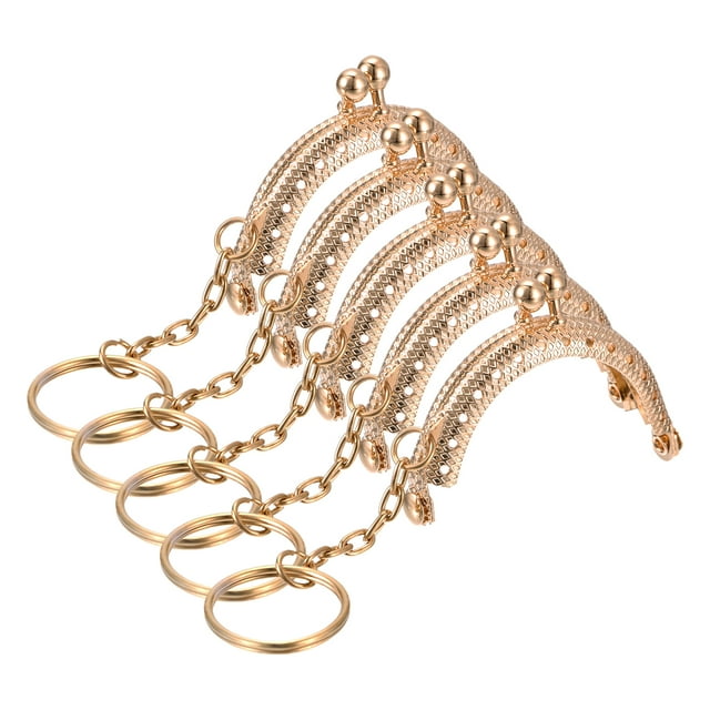 Unique Bargains Metal Purse Frames, 2' 5Pack Kiss Lock Clasp Frame for Coin Bag Sewing DIY, Gold