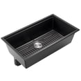 thumbnail image 1 of KFFKFF 33 inch Kitchen Sink Workstation, Undermount Granite Sink, Drop-In Single Bowl Farmhouse Basin with Multiple Accessories, Household Dishwasher Sinks for RV, Prep Kitchen, and Bar (Black), 1 of 9