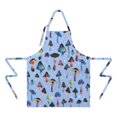thumbnail image 2 of Colorful Mushroom Light Blue Apron-Garden Aprons for Women with Pockets-Cotton Linen Waterproof Kitchen Cooking Gardening Aprons Adjustable for Kitchen,Cooking,BBQ and Salon 33x27 Inch, 2 of 7