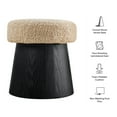 thumbnail image 3 of Ketra Round Faux Shearling Ottoman Footstool in Oatmeal Black, 3 of 7