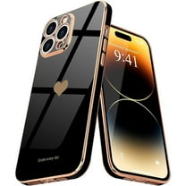 Entronix Love-Heart Luxury Case for Apple iPhone 16 Pro Heart Case, Cute Design Shiny Bling Cover, Soft TPU Slim Shockproof Protective Case for Apple iPhone 16 Pro for Women Girls, Black