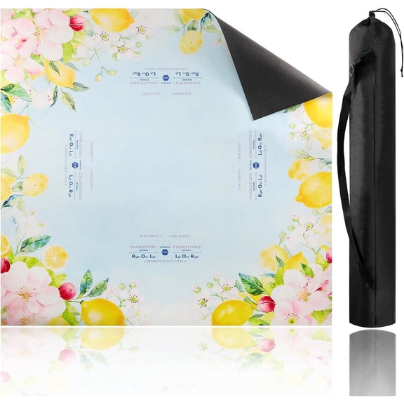 Yellow Lemon Mahjong Mat 31.5 x 31.5in, Non-Slip Noise-Reducing for Poker, Cards & Board Games