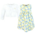 thumbnail image 3 of Hudson Baby Infant and Toddler Girls Cotton Dress and Cardigan Set, Blue Lemons, 5T, 3 of 5