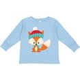 thumbnail image 3 of Inktastic Winter Fox, Cute Fox, Fox with Hat, Fox with Scarf Boys or Girls Long Sleeve Toddler T-Shirt, 3 of 5