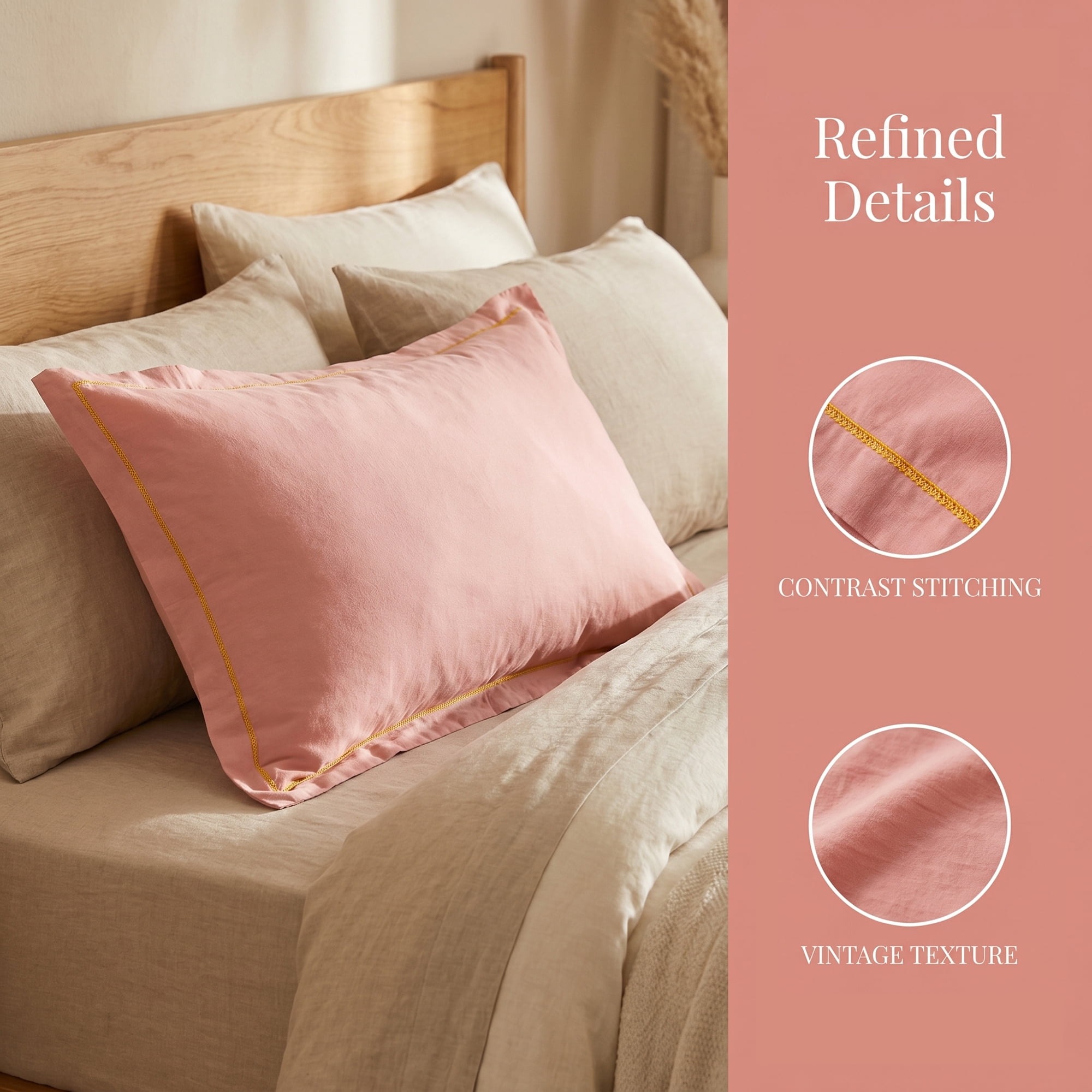 Unique Bargains 2Pcs Smooth Wrinkle Resistant Cotton Pillowcase Queen Red