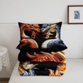 thumbnail image 5 of Homewish Traditional Eastern Dragon Full Size Comforter Sets,Wild Animal Bedding Comforter Set,Orange Blue,Black Reversible,3 Pieces,1 Comforter and 2 Pillowcases, 5 of 7