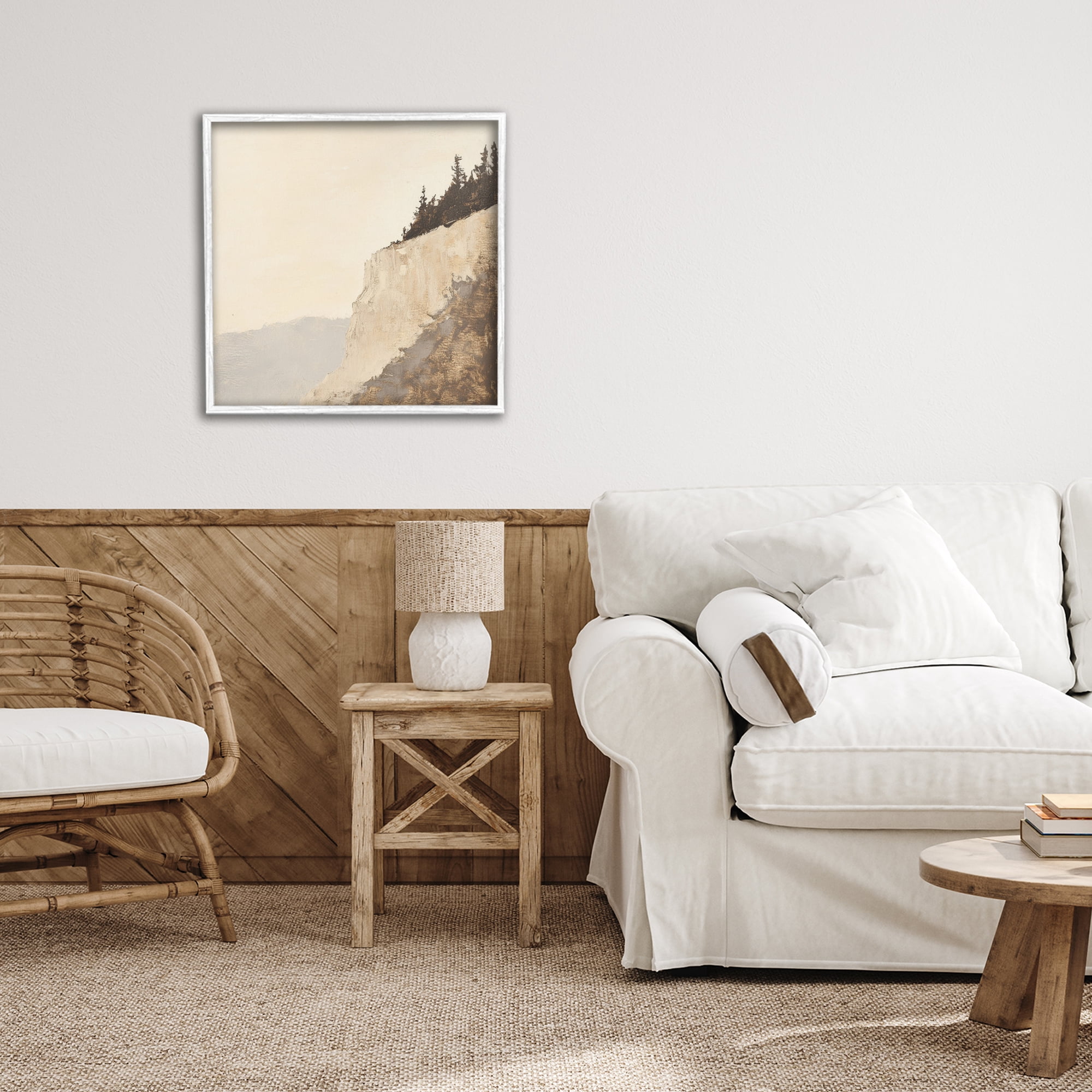 Stupell Industries Serene Cliffside Vista White Framed Giclee Art, design by Petal Prints Design
