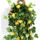 thumbnail image 4 of Nvzi Vid artificial, 2 unidades, flor de trompeta de gloria de la mañana artificial, planta verde falsa, valla de pared para jardín, decoración para exteriores, cestas colgantes para boda (morado), 4 of 5
