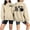 Beige Sweatshirts, variant on Women's Halloween Sweatshirts Spooky Print Pullovers Fall Loose Fit Round Neck Long Sleeve Sweater Tops Halloween Costumes, Sizes S-2XL