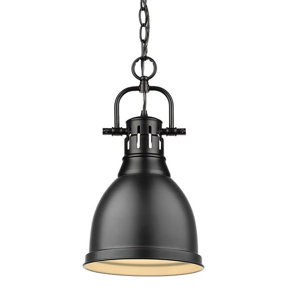 1 Light Small Pendant with Chain in Classic Style 16.5 inches High By 8.875 inches Wide-Matte Black Finish-Chrome Shade Color Bailey Street Home