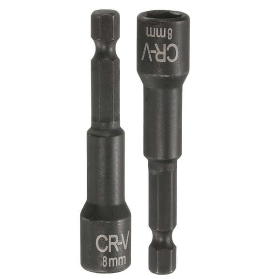 2Pcs 1/4 Hex Shank 8mm Magnetic Hex Socket 65mm Length, CR-V Steel Quick-Release Impact Driver Socket Wrench Screw for Impact Drill Power Nut Setter