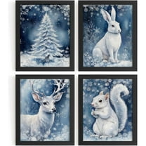 Hieng Vintage Christmas Wall Decor,Trendy Christmas Retro Posters for Room, Santa Snowman Deer Nutcracker Xmas Wall Art Prints for Living Room Kitchen Bedroom Office Set of 4 Unframed
