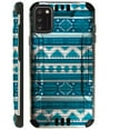 thumbnail image 1 of Compatible with TCL A3X Brushed Metal Texture Hybrid Silver Guard Phone Case Cover (Teal Tribal), 1 of 1