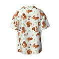 thumbnail image 5 of Uemuo Squirrel Playing Pattern Cotton Linen Short Sleeve Shirts,Casual Lightweight Button Down Shirts,Vacation Beach Summer Tops-, 5 of 7