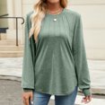 thumbnail image 4 of Scyoekwg Womens Long Sleeve T Shirts Crew Neck Pleated Tunic Shirts Trendy Lightweight Dressy Casual Blouses Fall Tops Solid Color Pullover (Green,L), 4 of 8