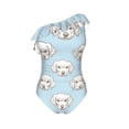 thumbnail image 4 of Yiaed Dog Print Women One Piece Swimsuits Tummy Control One Shoulder Bathing Suits Pattern Ruffle Swimwear-Large, 4 of 8