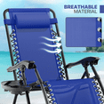 thumbnail image 4 of Magshion Folding Zero Gravity Chairs Set of 2, Outdoor Reclining Camping Chairs, Patio Lounge Recliners with Side Table & Cup Holder Tray, Blue, 4 of 13