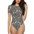 thumbnail image 2 of Goofa Hedgehogs and Flowers1 Printed Women Rash Guard Short Sleeve,Tummy control Swimsuit Surfing Swimsuit Bathing Suit One Piece Swimsuit UPF 50-Large, 2 of 9