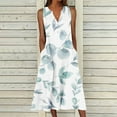 thumbnail image 2 of Womens Dresses Summer Sleeveless Dresses V-Neck Baggy Midi Dress Tiered Sun Dress 2023, 2 of 5