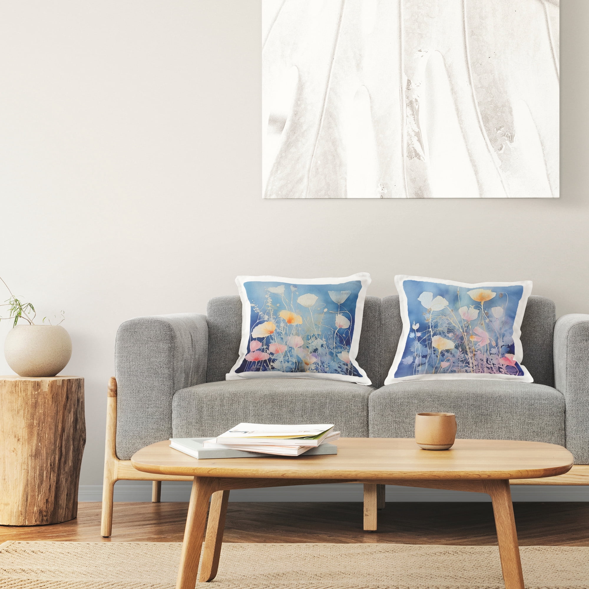 Stupell Industries Abstract Blue Flower Layers Decorative Printed Throw Pillow Design by Irena Orlov (Set of 2)