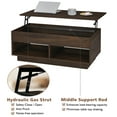 thumbnail image 4 of Hommpa Lift Top Coffee Table with Hidden Compartment LED Coffee Tables Dark Walnut Center Rising Cocktail Table for Living Room Accent Furniture, 4 of 14