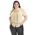 thumbnail image 1 of Blusa con detalles de lentejuela Roman Fashion Tallas Extras 8034 Dorado 38, 1 of 5