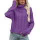 thumbnail image 1 of Gibobby Suéter para mujer, Suéter de cuello alto para mujer, de punto trenzado, de color sólido, de punto, para mujer(Morado,CH), 1 of 4