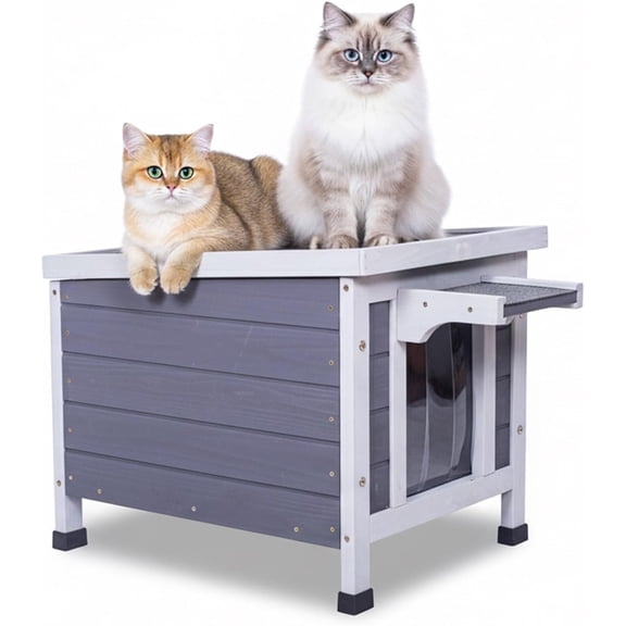 Artmeer Large Insulated Outdoor Cat House Weatherproof Pet Shelter for Cats Rabbits with Elevated Floor Asphalt Roof