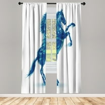 Ambesonne Horses Curtains, Gallop Animal Motif Print, Pair of 28"x63", Cobalt Blue