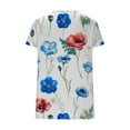 thumbnail image 7 of Wyobmus Womens Summer Tops Casual Crew Neck Short Sleeved T-Shirt Oversized Floral Print Front Pleated Ribbed Tee Tops D-Multicolor, 7 of 7