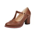 thumbnail image 2 of Miluxas Women's T-Strap Mary Jane Pumps Round Closed Toe Comfortable Low Chunky Block Heel Wedding Dress Evening Party Shoes Yellow 9.5(43), 2 of 9