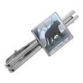thumbnail image 1 of Black Panther Leopard Jaguar Forest Square Tie Bar Clip Clasp Tack- Silver or Gold, 1 of 4