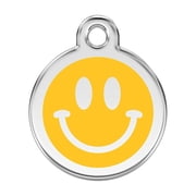 Red Dingo Stainless Steel Enamel Smiley Personalized Engraved Pet ID Tag, Small