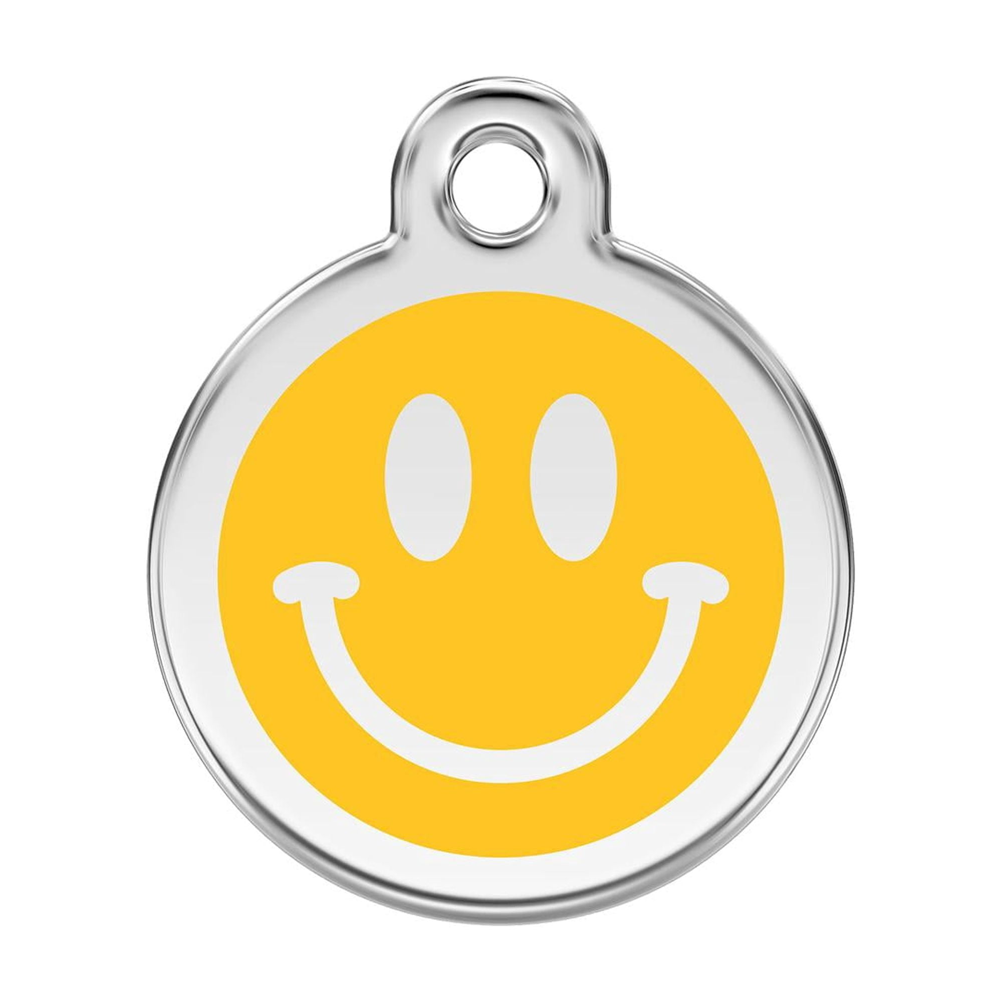 Red Dingo Stainless Steel Enamel Smiley Personalized Engraved Pet ID Tag, Small
