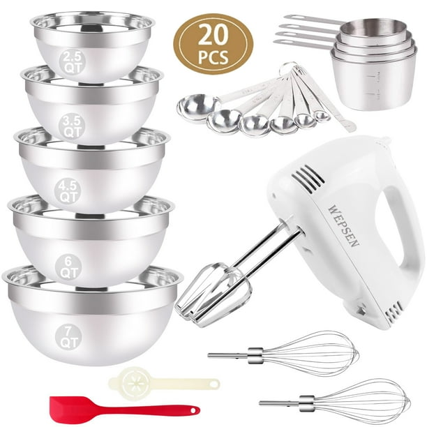 Electric Hand Mixer with Mixing Bowls Set, Hand Mixers for Kitchen, 5