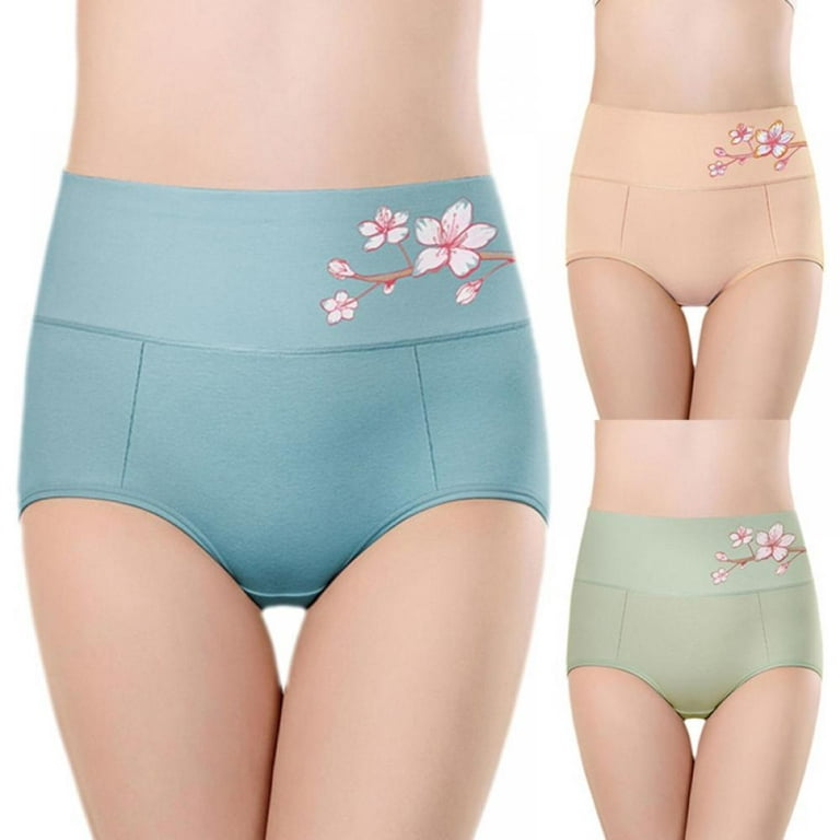 LAST CLANCE SALE! Women Underwear High Waist Cotton Briefs Ladies Panties  Tummy Control Panty Full Coverage Multipack, Green, XL 