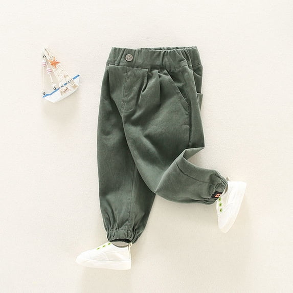 Splozh Toddler Boy Pants Toddler Pants Casual Pants Spring Fall Boys Solid Color Overalls Girls Pants Clothes Outside Wear,Green,6-12 Months