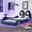 Blue, variant on Twin Size Adjustable Bed Base, Wood Twin Size Race Car-Shaped Platform Bed with LED and Upholstered Backrest, Blue, Blue Bed Frames,Faux Leather,Solid Wood+Mdf Platform Bed Frames