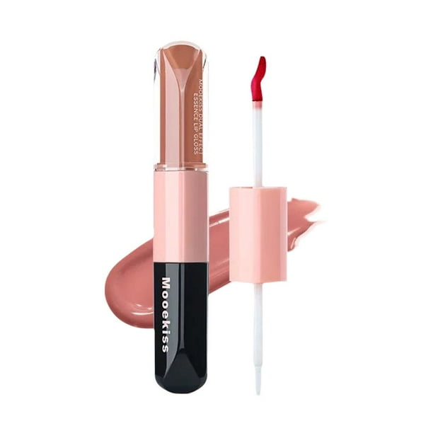 EZLIFE Espejo caliente para labios, brillo de labios de doble cabezal, maquillaje cosmético, espejo duradero Y4N5