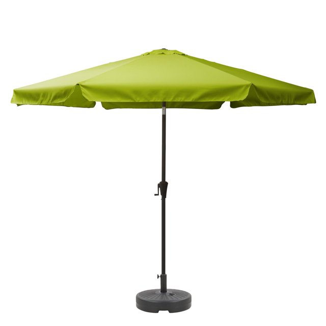 CorLiving 10ft Large Round, Market Outdoor Patio Umbrella with Side Flaps, Steel Frame and Round Fillable Base