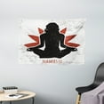 thumbnail image 1 of Yoga Tapestry, Grunge Display Woman in Lotus Pose with The Flower Backdrop Rejuvenation Namaste, Wall Hanging for Bedroom Living Room Dorm Decor, 60W X 40L Inches, Black Red White, by Ambesonne, 1 of 2