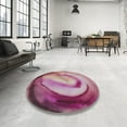 thumbnail image 4 of Ahgly Company Machine Washable Indoor Round Transitional Pink Daisy Pink Area Rugs, 5' Round, 4 of 7