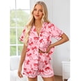thumbnail image 4 of Ekouaer Womens Silk Pajama Sets Button Up Satin Pjs Short Sleeve 2 Piece Pj Sets Cute Lounge Sets with Chest Pocket, 4 of 6