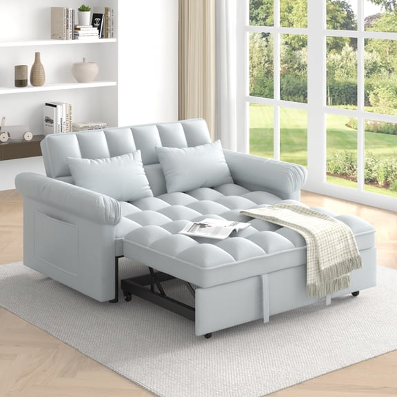 Loveseats Sofa Bed with Pull-out Bed,Adjsutable Back-Black