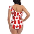 thumbnail image 6 of Yiaed Canada Print Women One Piece Swimsuits Tummy Control One Shoulder Bathing Suits Pattern Ruffle Swimwear-Medium, 6 of 8