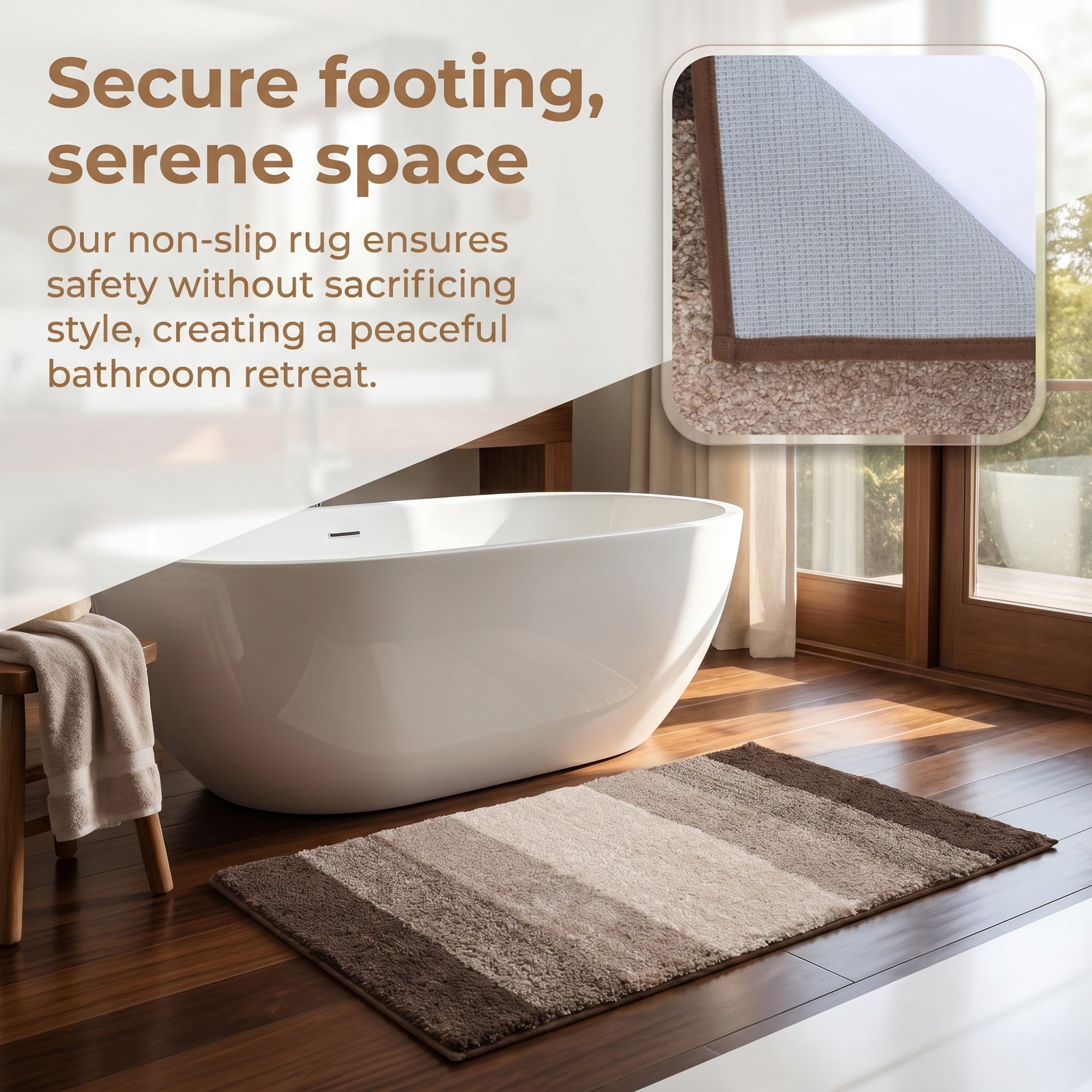 Unique Bargains Soft Absorbent Plush Non-Slip Machine Washable Bath Mat Brown 32" x 20"