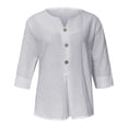 thumbnail image 6 of WTXUE Women Cotton Linen Button Up Shirt 3/4 Sleeve Casual Loose Top Beach Casual Boho Tops Lightweight Casual Tshirts Work Blouses Lightweight Casual Tshirts Plain Shirts Work Shirt Light Ashy L, 6 of 6