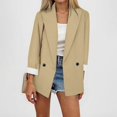 thumbnail image 4 of WTOBBY Women's Notch Lapel Blazer Jacket Slim Fit Formal Cardigan Style Long Sleeve Single Breasted Office Coat with Front Pockets for Business Professional,Beige L, 4 of 4